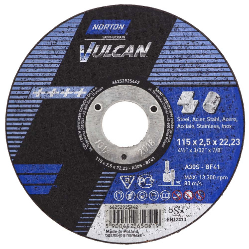  Отрезной круг Norton Vulcan 115x2,5x22  41 нерж./мет. 66252925442 АбразивПромТорг